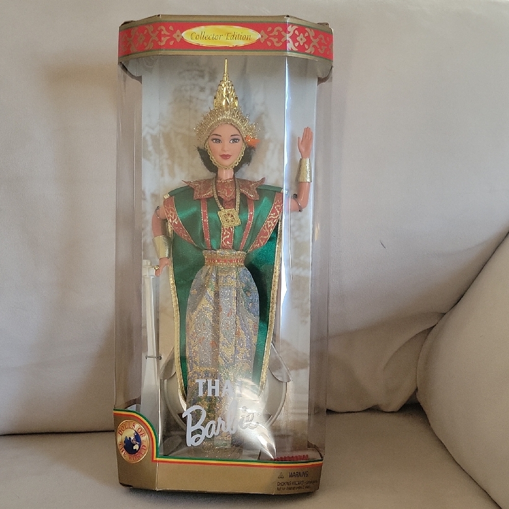 Thai Barbie Doll in Green and Gold Attire